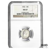 1955 Roosevelt Dime NGC MS67