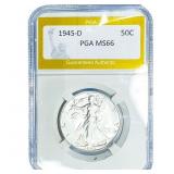 1945-D Walking Liberty Half Dollar PGA MS66
