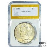 1935 Silver Peace Dollar PGA MS64