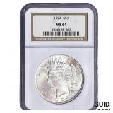 1924 Silver Peace Dollar NGC MS64