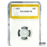 1927 Mercury Silver Dime PGA MS64 FB
