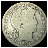 1901-S Silver Barber Half Dollar NICELY CIRCULATED