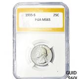 1935-S Washington Silver Quarter PGA MS65