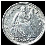 1854 Arrows Seated Liberty Half Dime CLOSELY  UNC