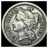 1888 Nickel Three-Cent Piece NEARLY UNCIRCULATED