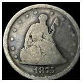 1875-S Silver Seated Liberty Quarter LIGHTLY  CIR