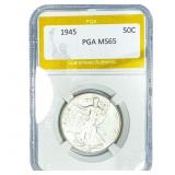1945 Walking Liberty Half Dollar PGA MS65