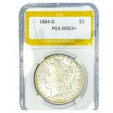 1884-O Morgan Silver Dollar PGA MS63+