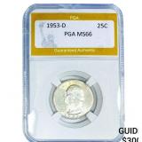 1953-D Washington Silver Quarter PGA MS66