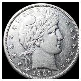 1907-D Silver Barber Half Dollar CLOSELY UNCIRCULA