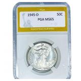 1945-D Walking Liberty Half Dollar PGA MS65
