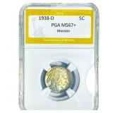 1938-D Buffalo Nickel PGA MS67+ Monster