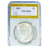 1885 Morgan Silver Dollar PGA MS66