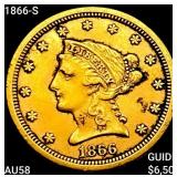 1866-S $2.50 Gold Quarter Eagle CHOICE AU