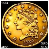 1834 $2.50 Gold Quarter Eagle HIGH GRADE
