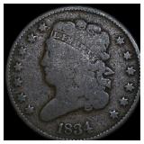 1834 Classic Head Half Cent NEARLY UNCIRCULATED