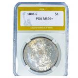 1881-S Morgan Silver Dollar PGA MS66+