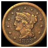 1853 Braided Hair Large Cent NEARLY UNCIRCULATED