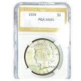 1924 Silver Peace Dollar PGA MS66