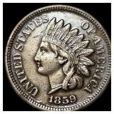 1859 Copper-Nickel Indian Head Cent NEARLY UNCIRCU
