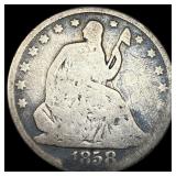 1858-O Silver Seated Liberty Half Dollar  Counter