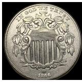 1866 Shield Nickel CHOICE AU