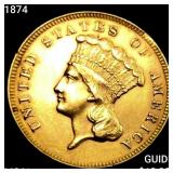 1874 $3 Gold Piece UNCIRCULATED