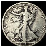 1933-S Silver Walking Liberty Half Dollar ABOUT UN