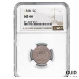 1868 Shield Nickel NGC MS66