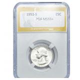 1951-S Washington Silver Quarter PGA MS66+