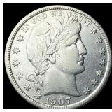 1907-S Silver Barber Half Dollar CLOSELY  UNCIRCU