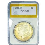 1890-CC Morgan Silver Dollar PGA AU55