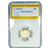 1935-D Mercury Silver Dime PGA MS66 FB