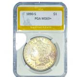 1890-S Morgan Silver Dollar PGA MS63+