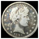 1894-S Silver Barber Quarter NICELY CIRCULATED