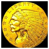 1909 Indian Head Gold $2.50 Quarter Eagle CHOICE A