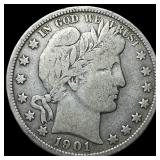 1901 Silver Half Dollar (Barber) NEARLY UNCIRCULAT
