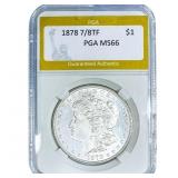 1878 7/8TF Morgan Silver Dollar PGA MS66