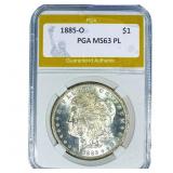 1885-O Morgan Silver Dollar PGA MS63 PL