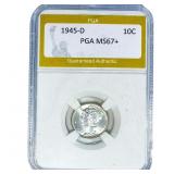 1945-D Mercury Silver Dime PGA MS67+