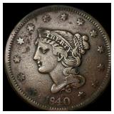 1840 Braided Hair Large Cent NEARLY  UNCIRCULATED