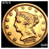1876-S $2.50 Gold Quarter Eagle CHOICE AU