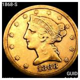 1868-S $5 Gold Half Eagle CLOSELY UNCIRCULATED