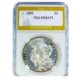 1885 Morgan Silver Dollar PGA MS64 PL