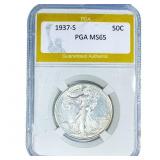 1937-S Walking Liberty Half Dollar PGA MS65