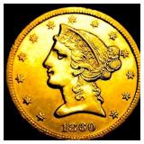 1860-S $5 Gold Half Eagle CHOICE AU
