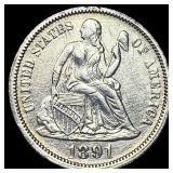 1891-O Silver Dime CLOSELY UNCIRCULATED