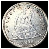1888-S Silver Seated Liberty Quarter CLOSELY  UNC