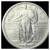 1917 Type 1 Standing Liberty Quarter NEARLY  UNCI