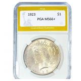 1923 Silver Peace Dollar PGA MS66+